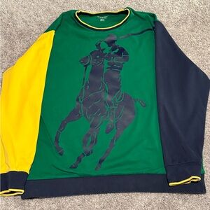 Colorblock Polo Graphic Sweatshirt